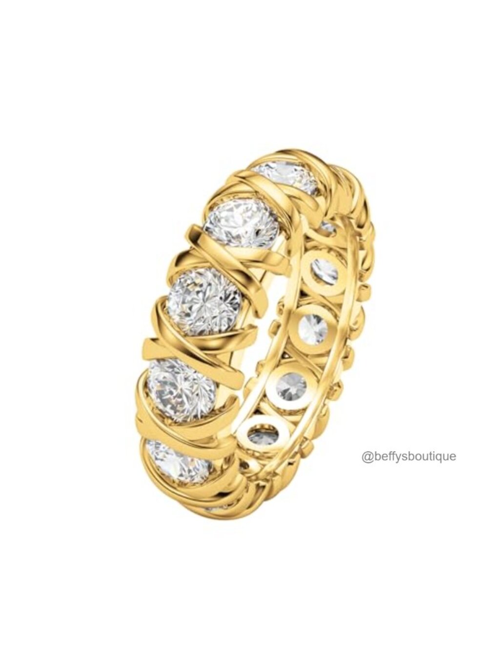 18K Gold Plated CZ Simulated Diamond Stackable Eternity Band Ring